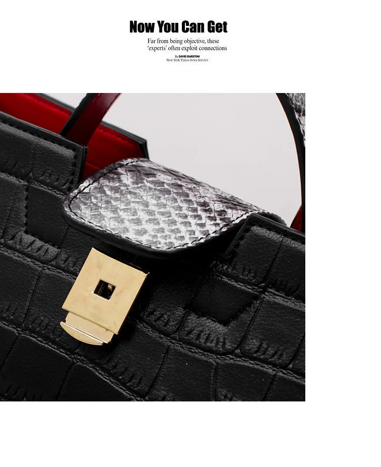 Brand Crocodile pattern Leather luxury Handbags Designer High Quality alligator large capacity Lady  Shoulder Crossbody Bag