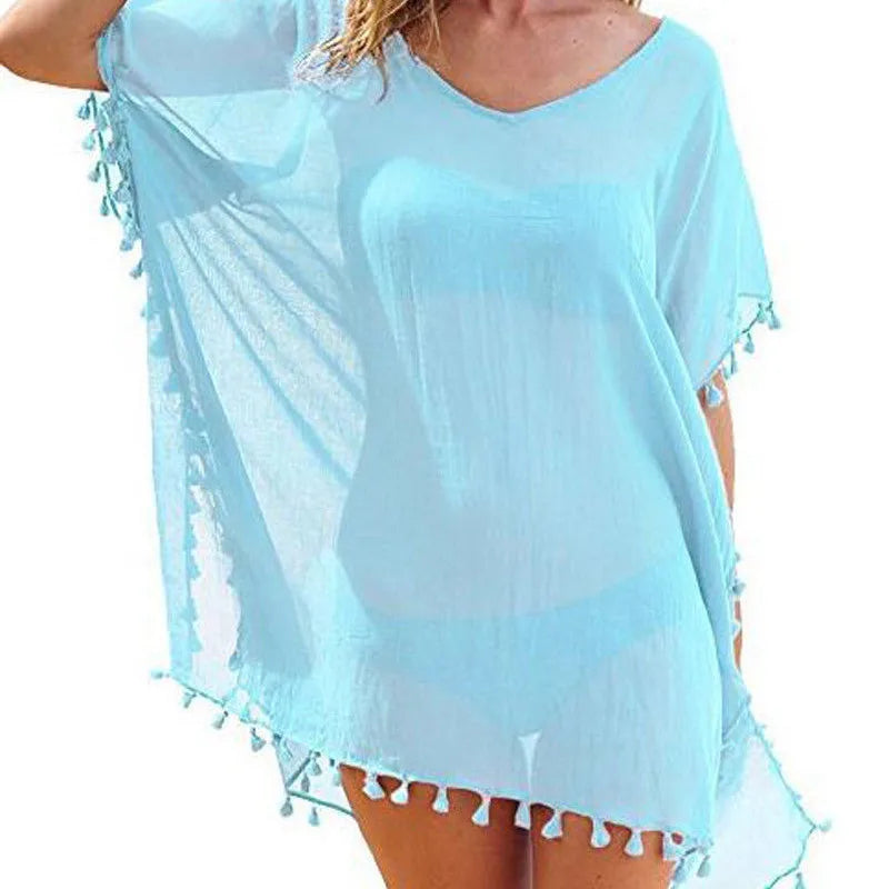 Summer Beach  Loose  Solid Color Casual Sea Side Clothes