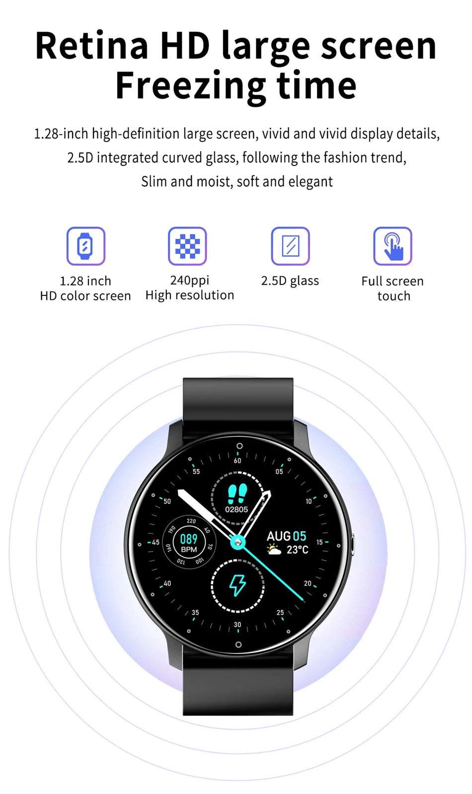 New Smart Watch Men Full Touch Screen Sport Fitness Watch IP67 Waterproof Bluetooth For Android ios smartwatch Men+box