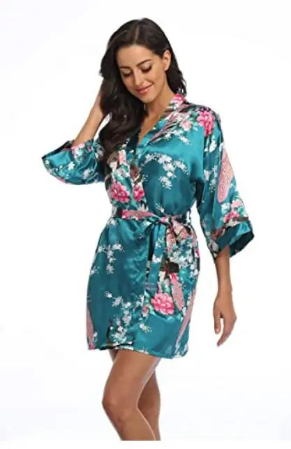 Rayon Robes Women Nightwear Flower Clothes Intimate Lingerie Casual Bath Gown