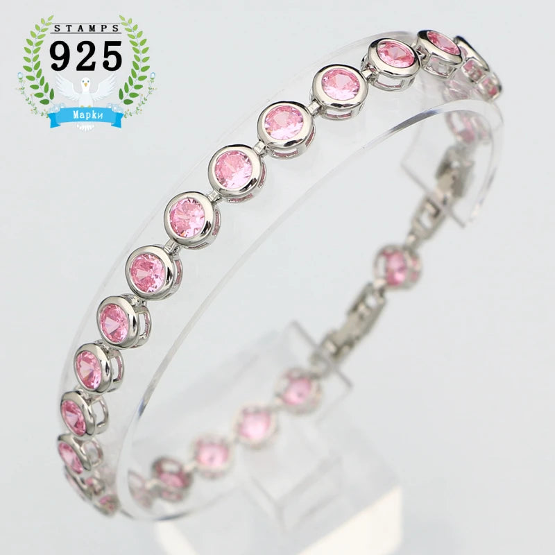 Sterling Silver Slim Bracelet for Women Blue Stone Zircon 18cm+2cm Extension Bracelet Two Buttons Free Gift Box