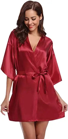 Satin Robe Female Intimate Lingerie Sleepwear Silky Bridal Wedding Gift Casual Kimono Bathrobe Gown Nightgown Sexy Nightwear