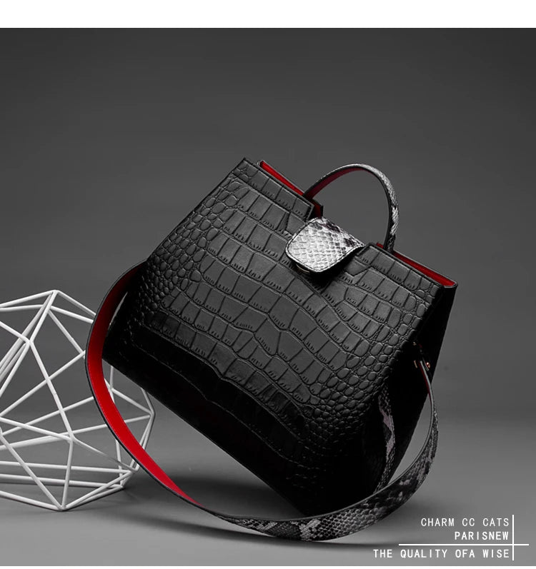 Brand Crocodile pattern Leather luxury Handbags Designer High Quality alligator large capacity Lady  Shoulder Crossbody Bag