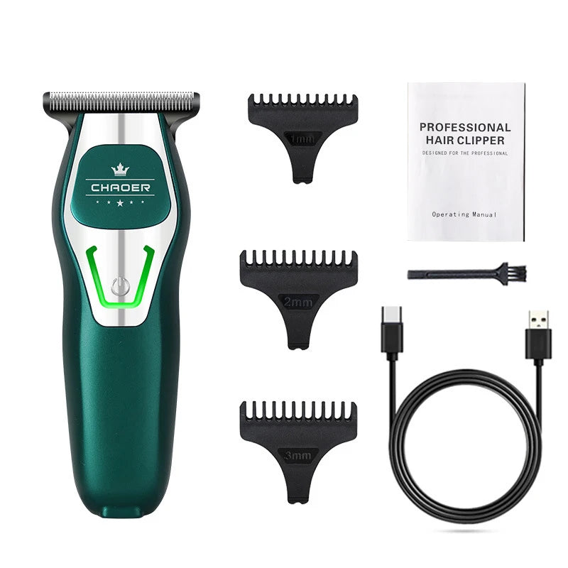 Powerful Professional Hair Trimmer Men 0 MM T Blade Electric Clipper Rechargeable