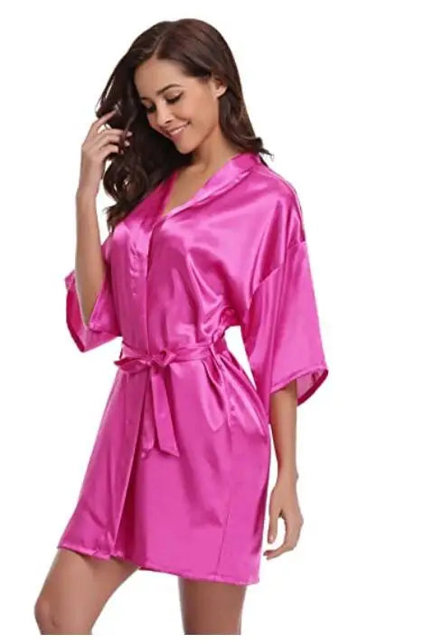 Satin Robe Female Intimate Lingerie Sleepwear Silky Bridal Wedding Gift Casual Kimono Bathrobe Gown Nightgown Sexy Nightwear