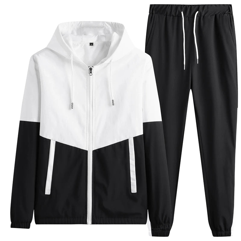 Men Tracksuit Casual Joggers Hooded Sportswear Jackets And Trouser Sets,Sports Suit