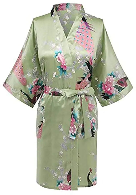Fashion Satin Robe Female Bathrobe Silk Kimono Bride Dressing gown sleepwear for women
