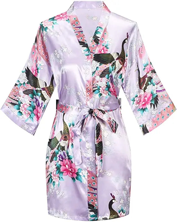 Fashion Satin Robe Female Bathrobe Silk Kimono Bride Dressing gown sleepwear for women