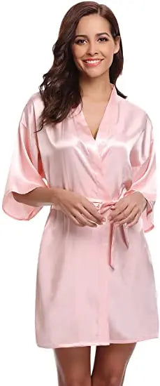Satin Robe Female Intimate Lingerie Sleepwear Silky Bridal Wedding Gift Casual Kimono Bathrobe Gown Nightgown Sexy Nightwear