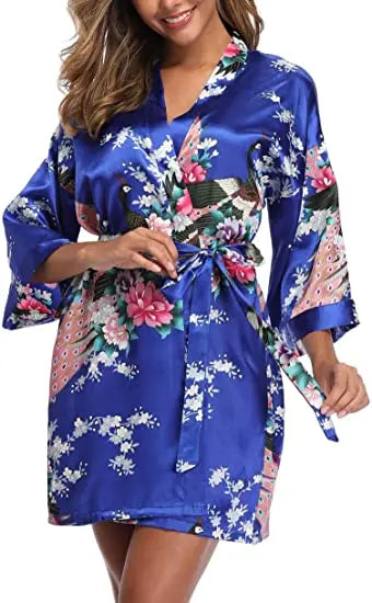 Fashion Satin Robe Female Bathrobe Silk Kimono Bride Dressing gown sleepwear for women