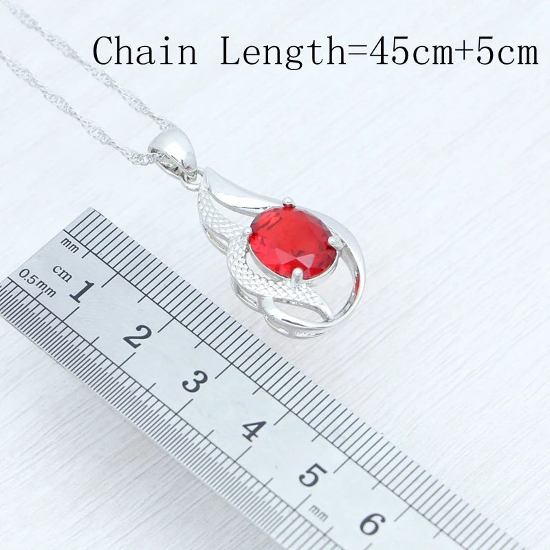Silver Bridal Jewelry Set  Open Ring Earrings Pendant Necklace Kit Free Jewelry Box