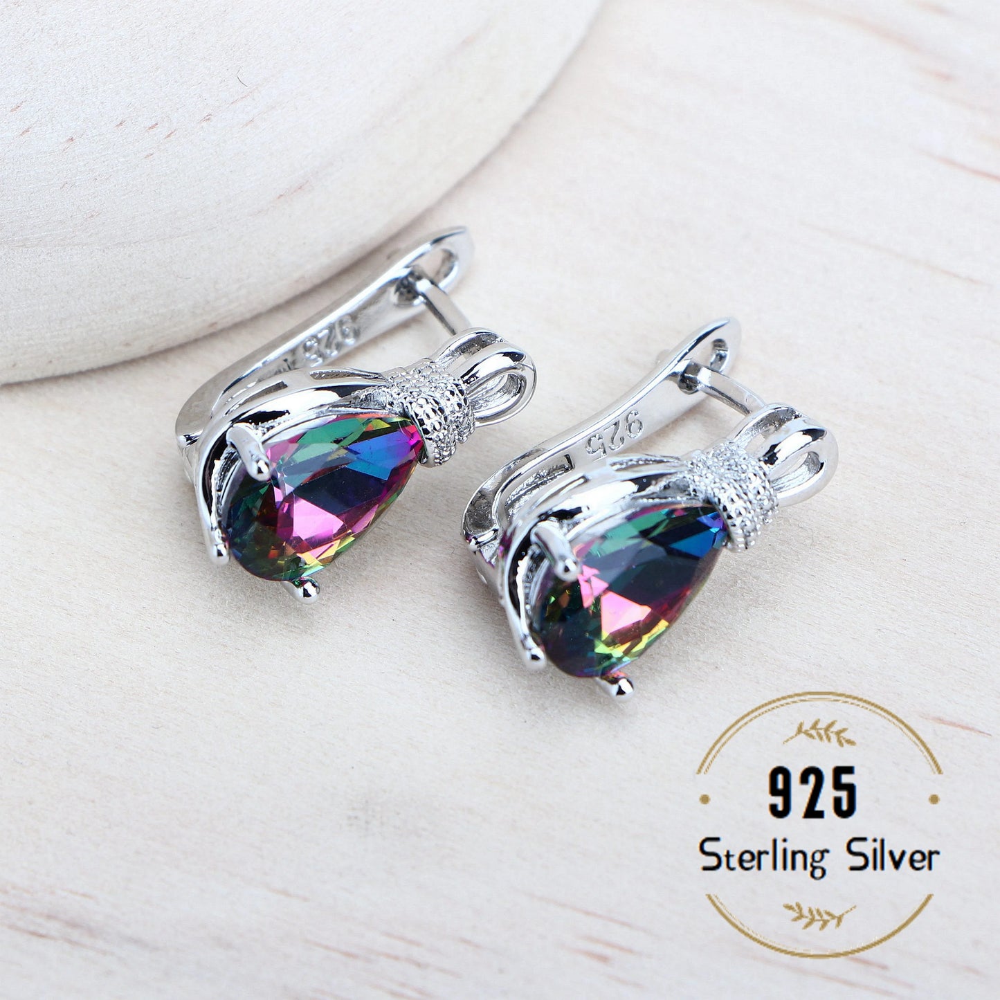 Jewelry 4Sets Costume Jewellery Rainbow Cubic Zirconia Earrings Rings Bracelets Pendant Necklace
