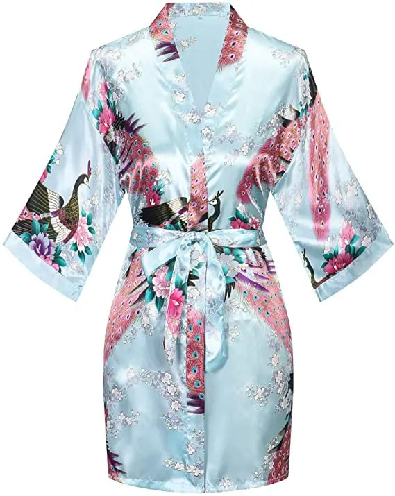 Fashion Satin Robe Female Bathrobe Silk Kimono Bride Dressing gown sleepwear for women