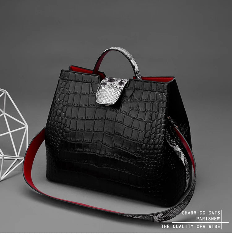 Brand Crocodile pattern Leather luxury Handbags Designer High Quality alligator large capacity Lady  Shoulder Crossbody Bag