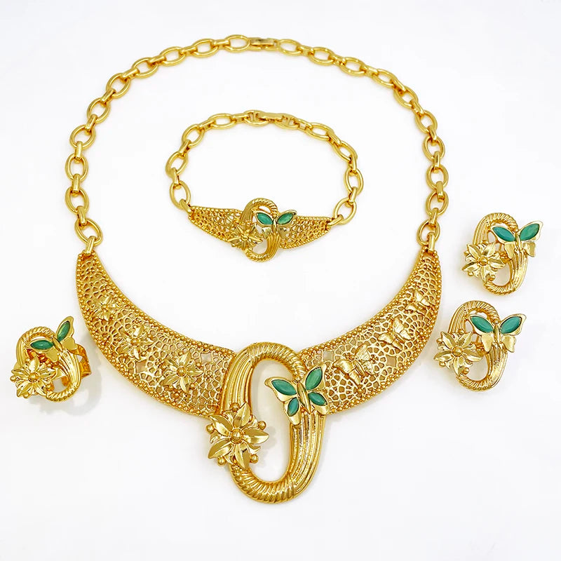 Dubai 18K Gold Plated Jewelry Set For Women High Quality Jewelry 4 Set