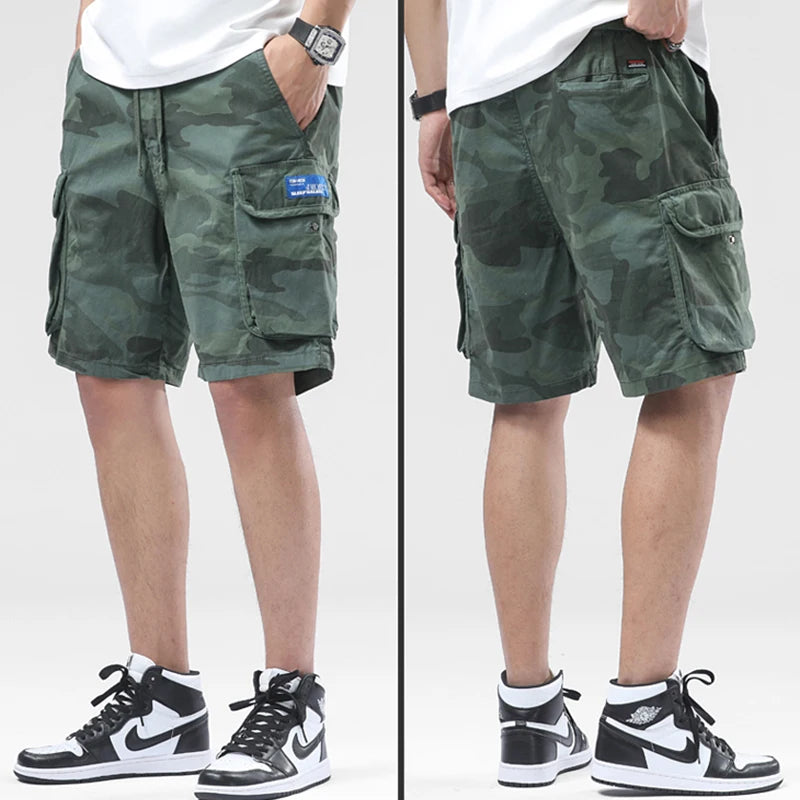 Outdoor Leisure Camouflage Comfortable Shorts For Men Elastic Waist Loose Straight High-Quality