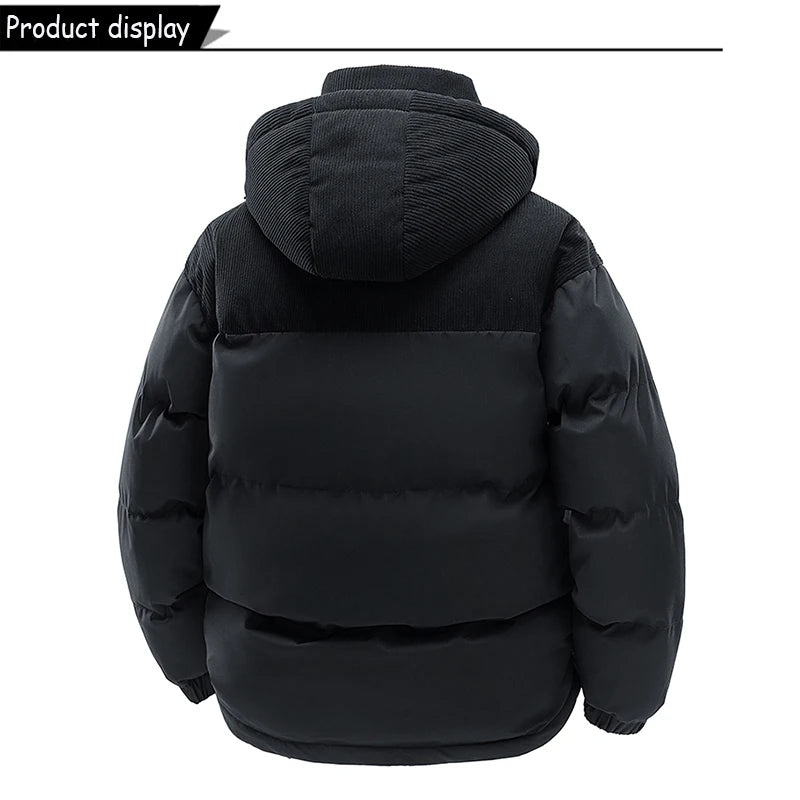 Winter  Outdoor Removable Hooded Windbreak Jacket  Warm Solid Jacket For Men
