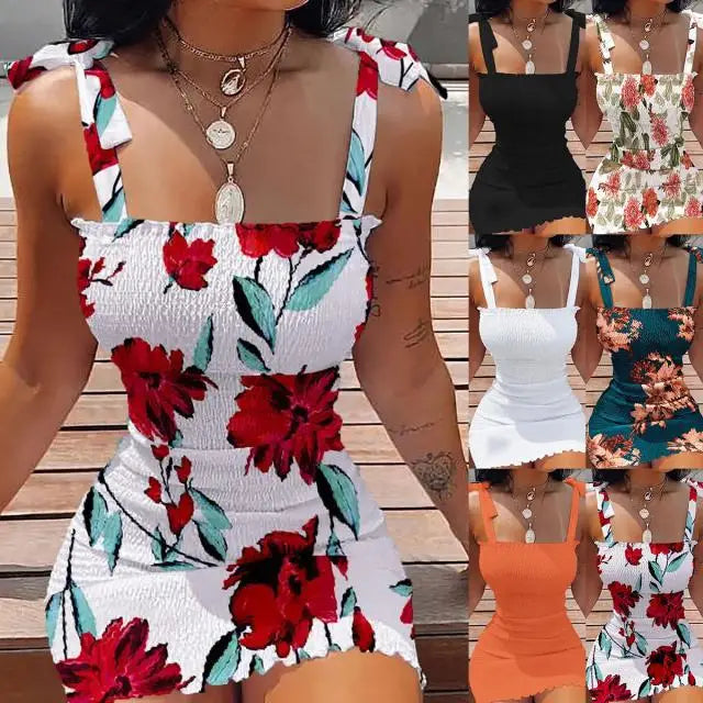 Elastic Waist Summer Sleeveless Off The Shoulder Party Dress