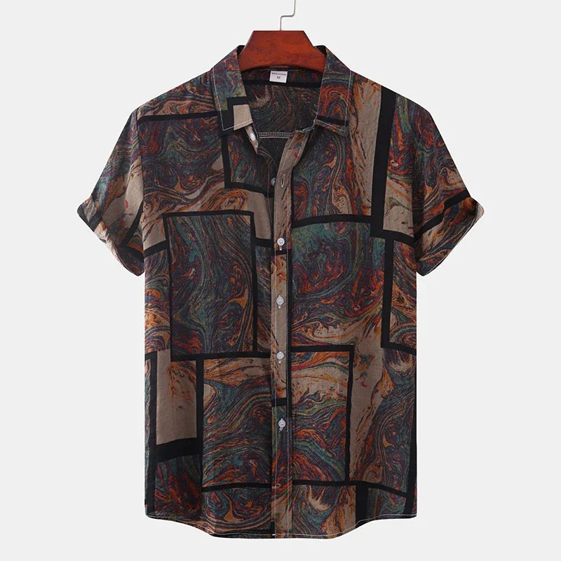 Summer  Fashion Social Beach Style Men Short Sleeve