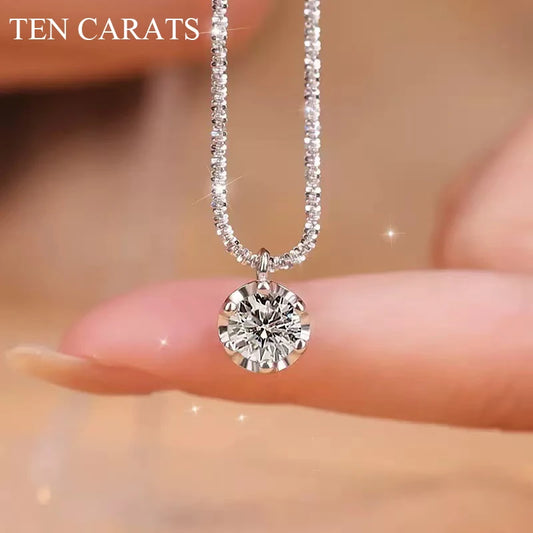 Super Sparkly D Color Moissanite Pendant silver chain plated 18K