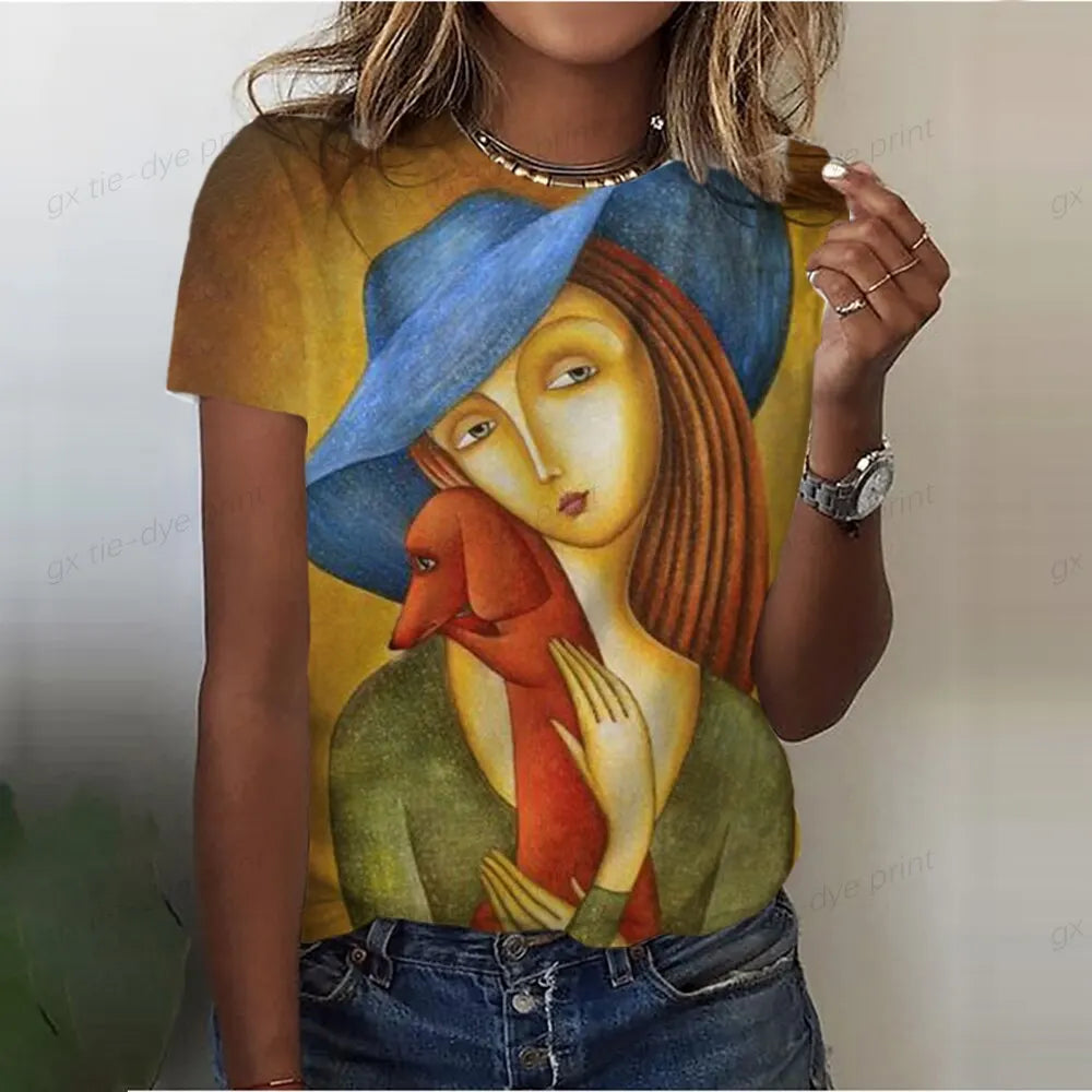 T-Shirts Girls Cute Print Short Sleeve