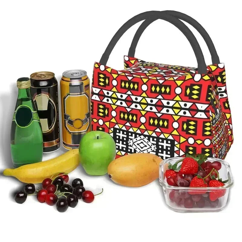 Ankara Print Insulated Lunch Bag for African Pattern Wax Design