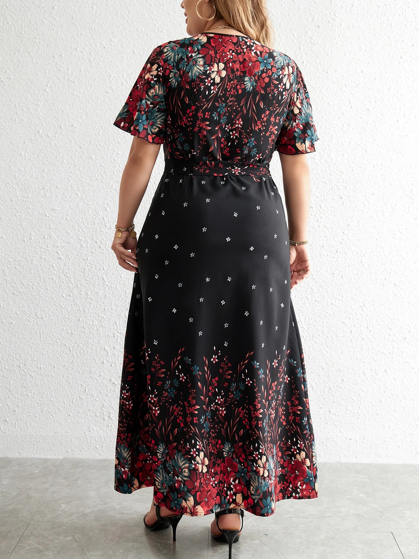Plus Size Summer V Neck Short Sleeve Dress