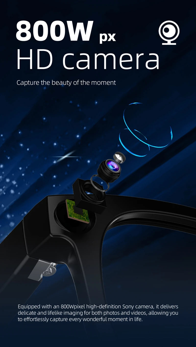 800w Pixel Smart Glasses With Ai Camera For High-definition Photography Video Recording Voice Calls And Translation