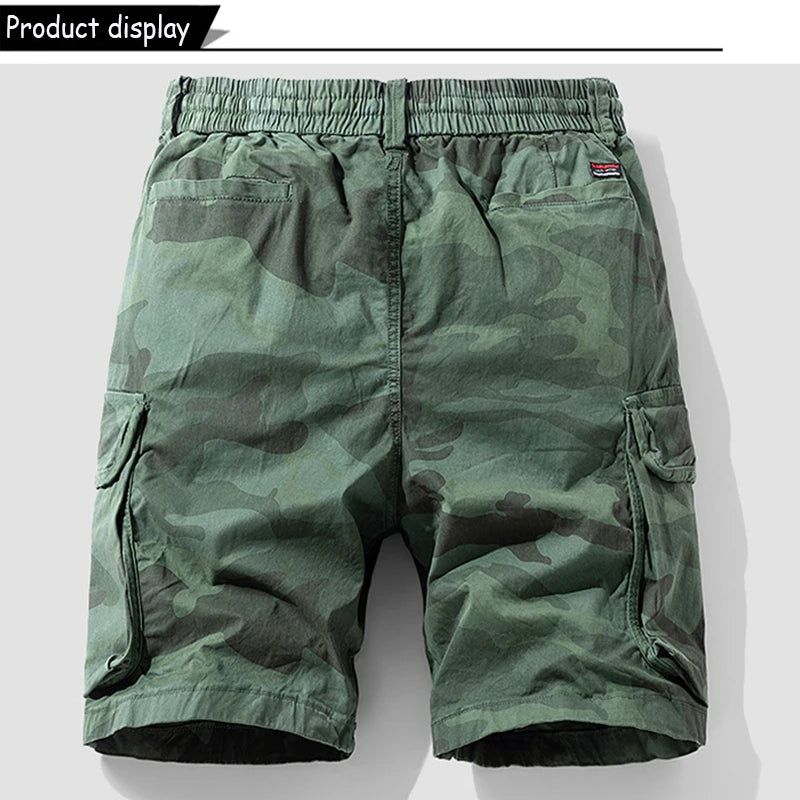 Outdoor Leisure Camouflage Comfortable Shorts For Men Elastic Waist Loose Straight High-Quality