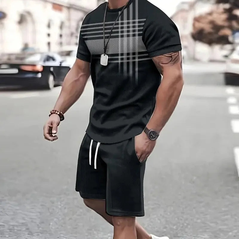 Sportswear Short Sleeve T Shirt Summer  Two Piece Suit For Men