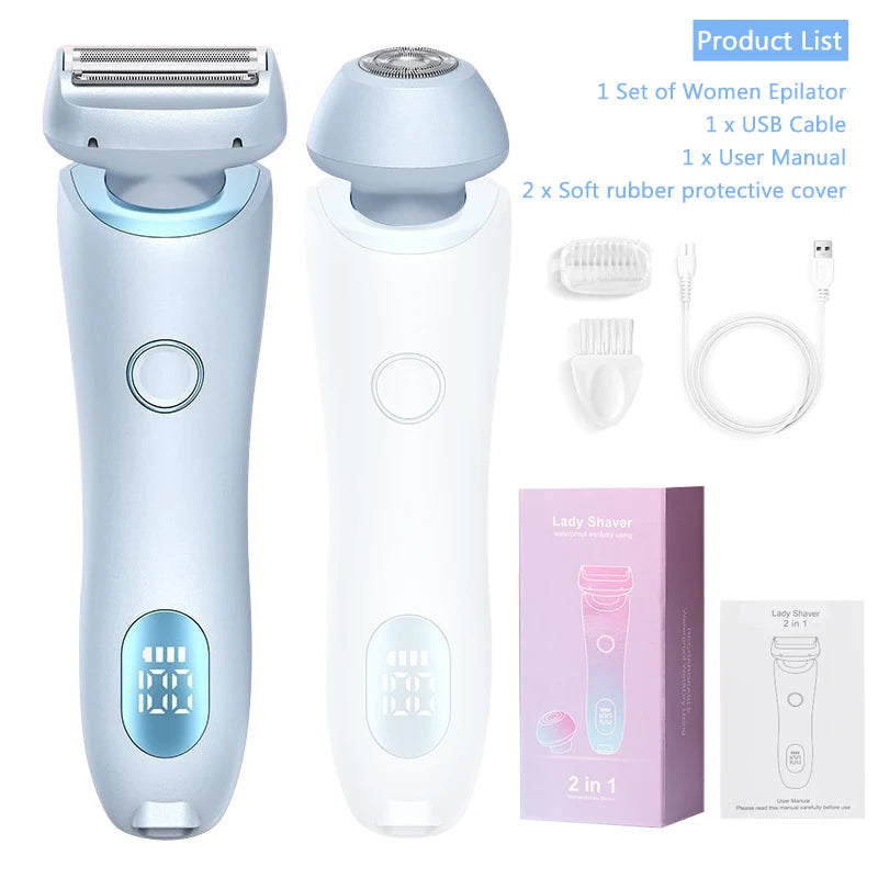 Portable Waterproof 2 In 1 Painless Shaving For Lady Private Part Hair Shaver Trimmer