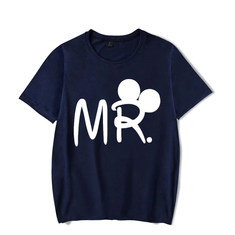 Mouse Cartoon MR MRS Print Couple TShirt Lovers Bird