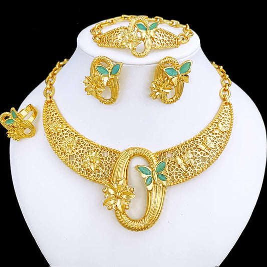 Dubai 18K Gold Plated Jewelry Set For Women High Quality Jewelry 4 Set