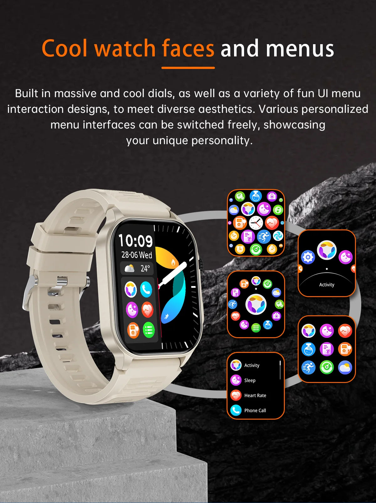 Unisex Smart Watch Flashlight 2.01" HD Large Screen AI Voice Bluetooth Call Sport And Health Monitor