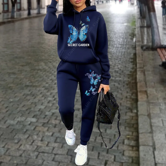 Women Tracksuit Hoodies Two Piece Sweatshirt  Jogging Sports  Outfits