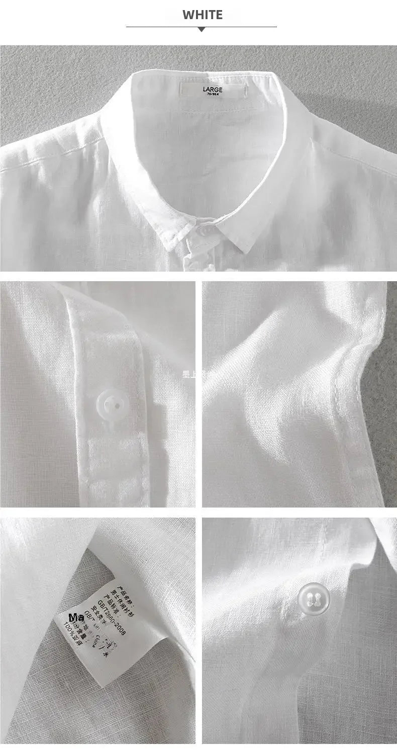 Pure Linen Short Sleeve Shirt For Men