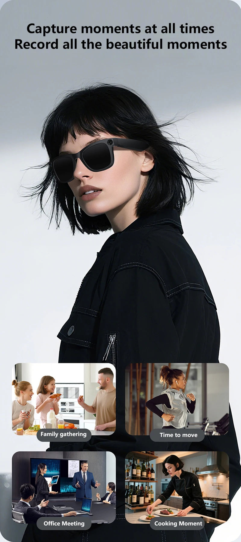 G300 Smart AI Glasses 800W pixel AI Shooting Camera HD Photo Video Voice Call Translation Waterproof Bluetooth Glasses