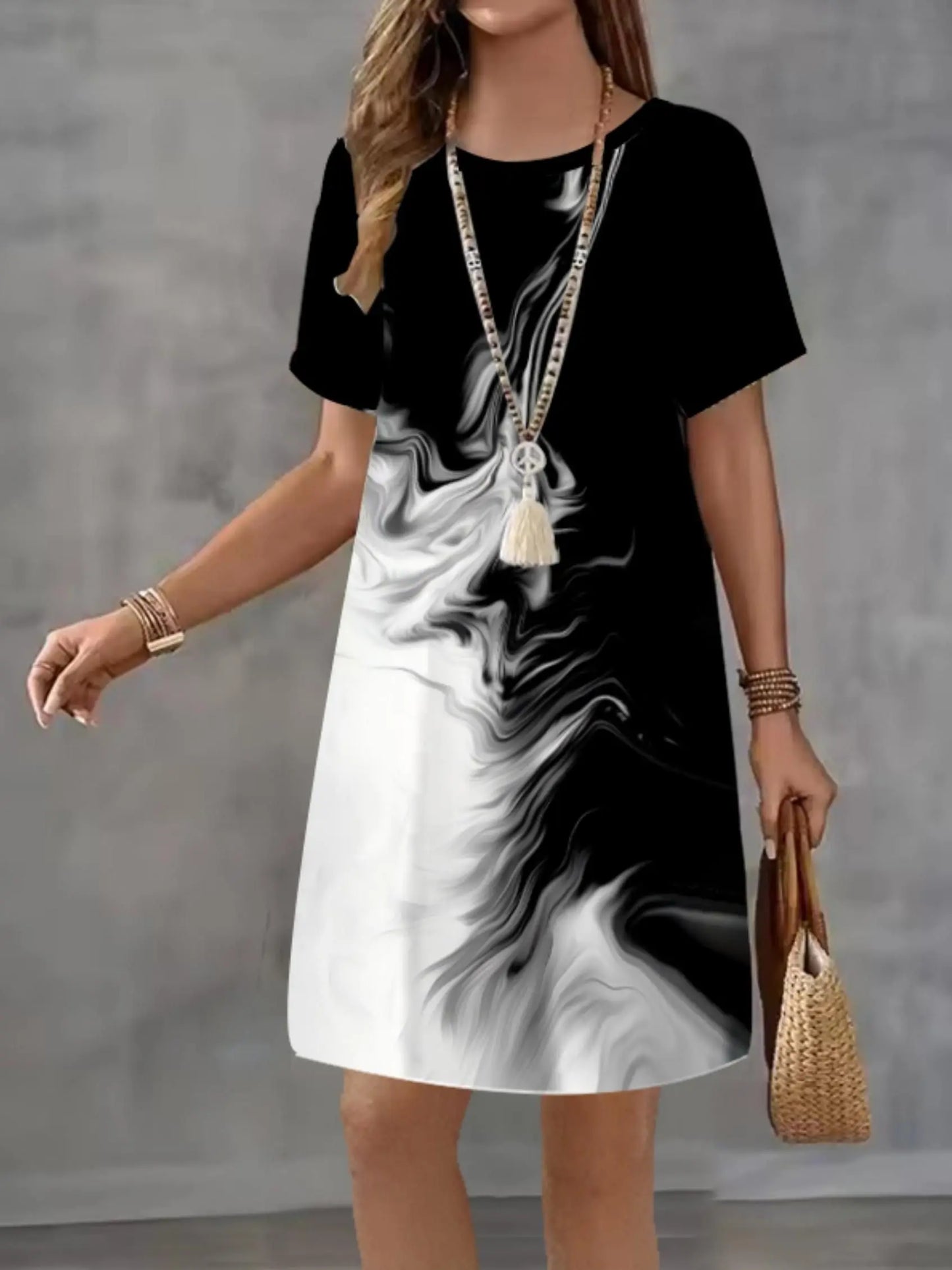 Floral Loose Vintage Sexy Elegant Befree Midi Short Sleeve Dress