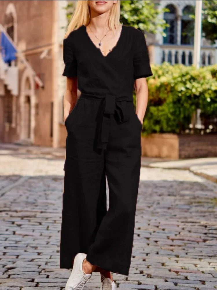 Short Sleeved Jumpsuit Women Spring Summer Simple dress