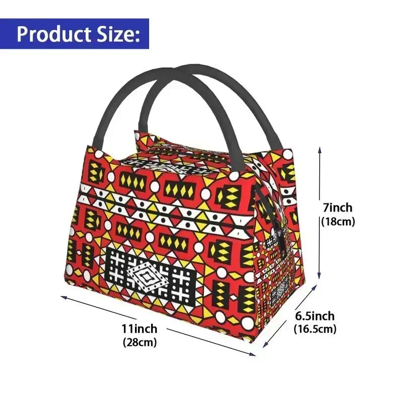 Ankara Print Insulated Lunch Bag for African Pattern Wax Design
