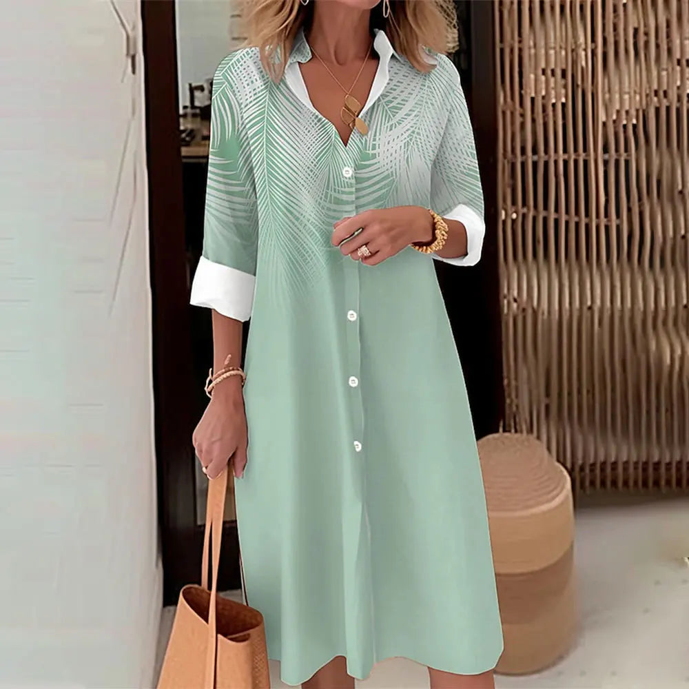 Women's Long Sleeve Botton Dress