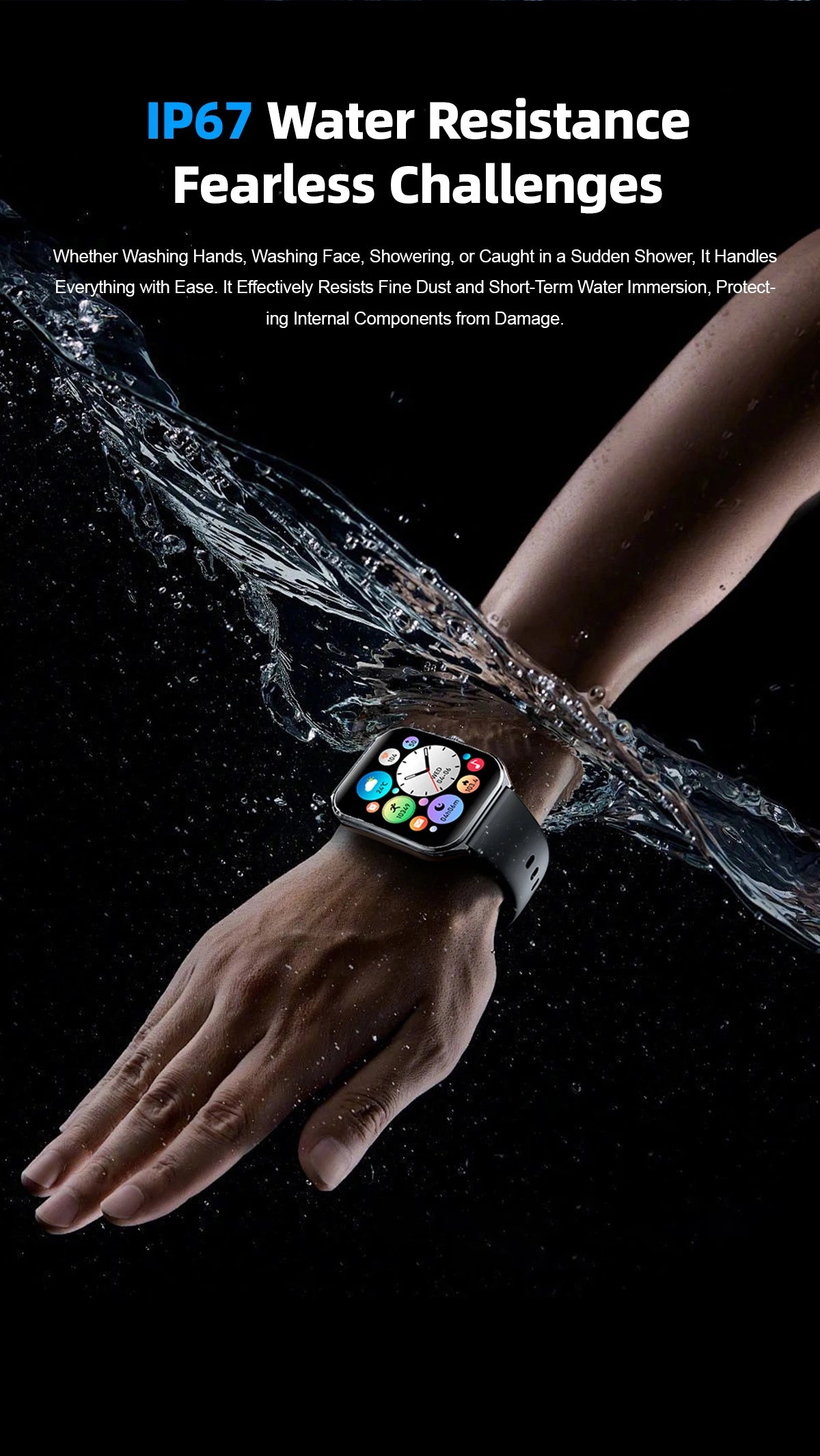 New Ultra Thin Smart Watch 1.96" AMOLED HD Pixel Display Always Show Time BT Call Reminder