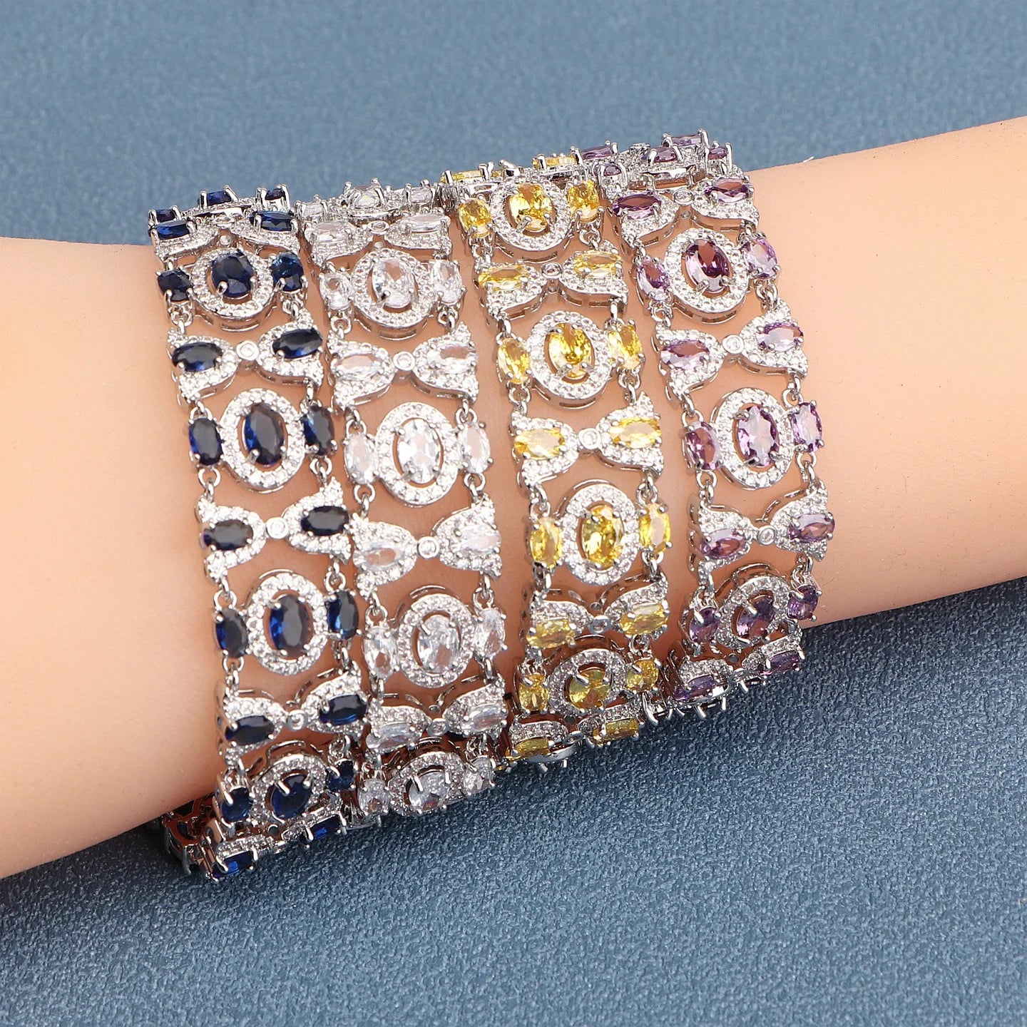 Charm Blue Cubic Zircon Bracelets Jewelry 18+2CM Length