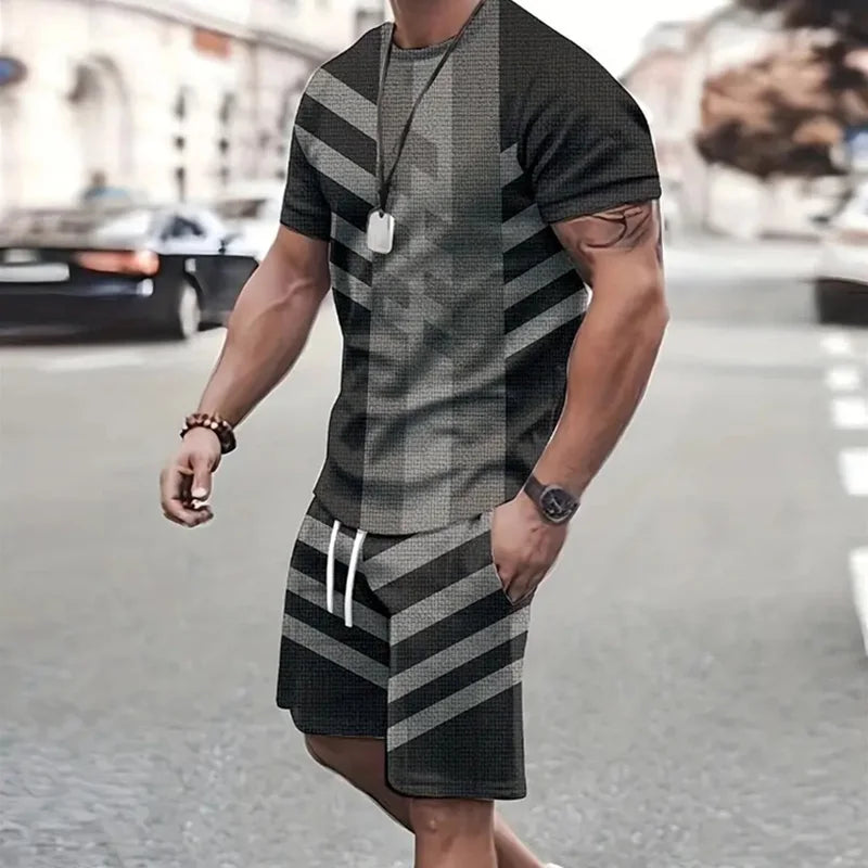 Sportswear Short Sleeve T Shirt Summer  Two Piece Suit For Men