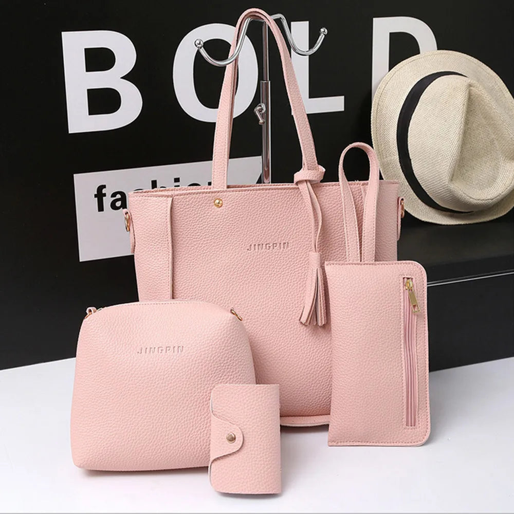 4Pcs/set Crossbody Bags  Leather Shoulder Bags Purse Ladies PU Crossbody Bag Bolsa