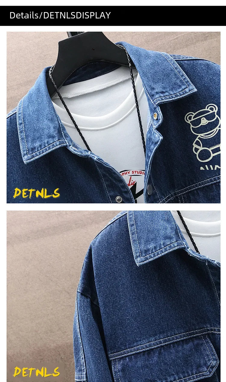 Men's Gradient Denim Jacket Youth Fashion Trend Print Casual Versatile Jacket Clothing