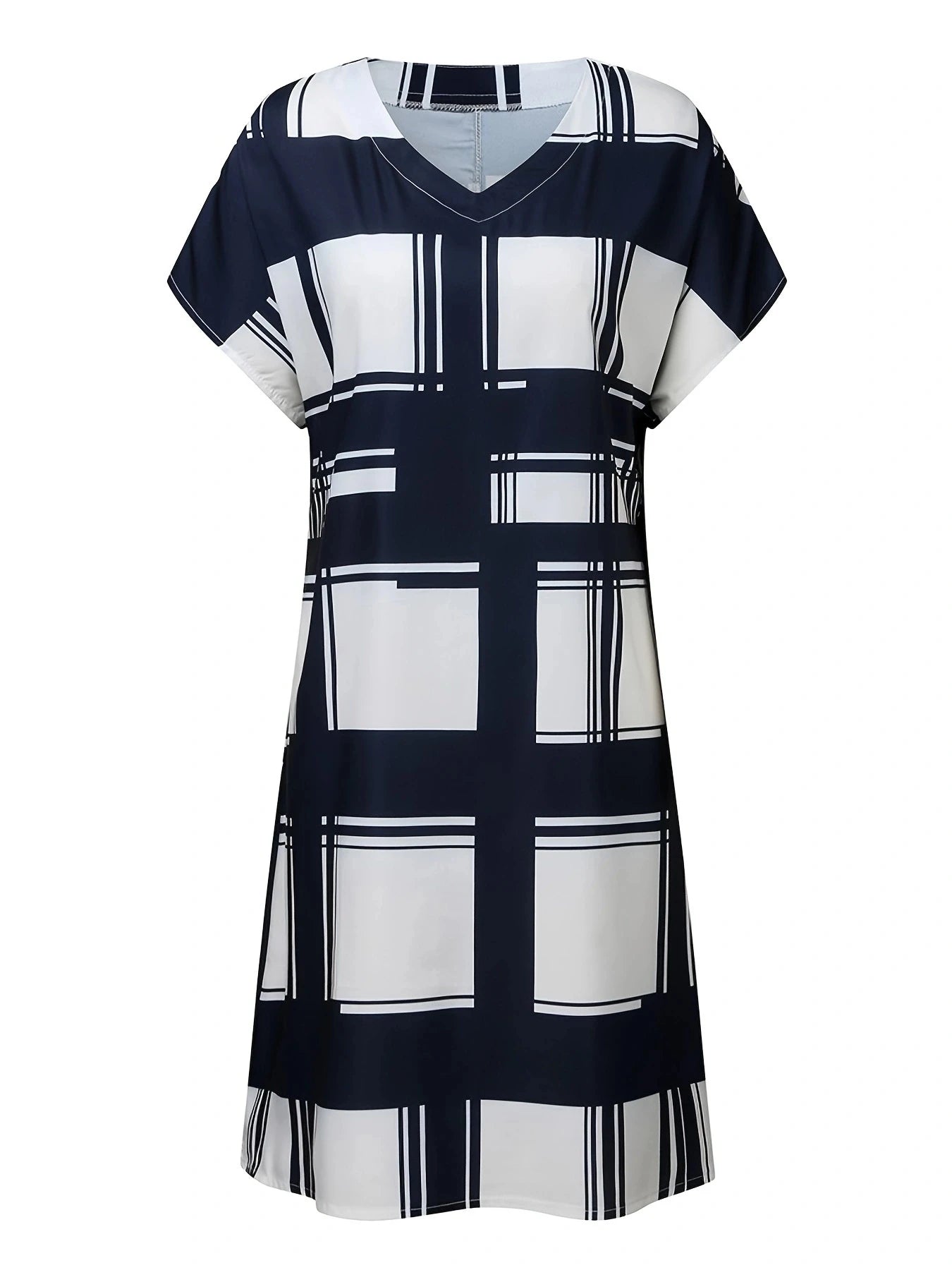 Women Fashion Geometric Printed Short Sleeve Summer Dress