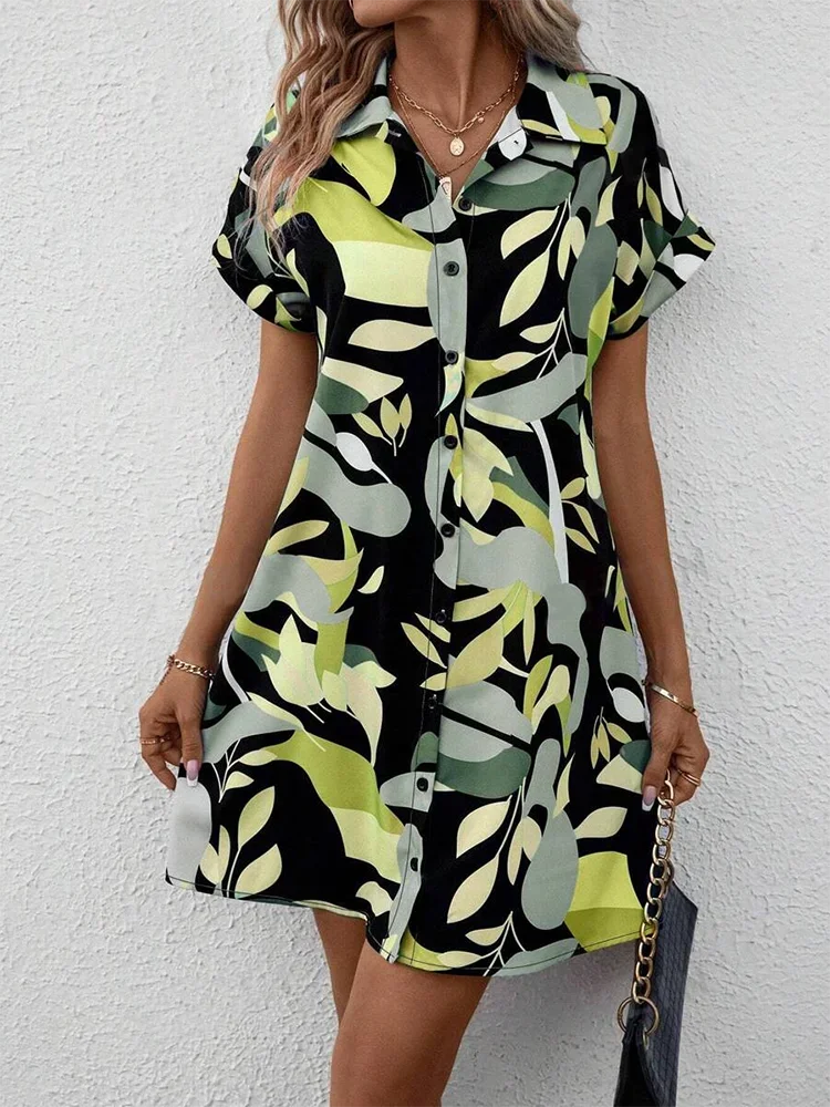 Comfortable Short Sleeve Mini Dress Sweet Flower  Fashion Women Dress