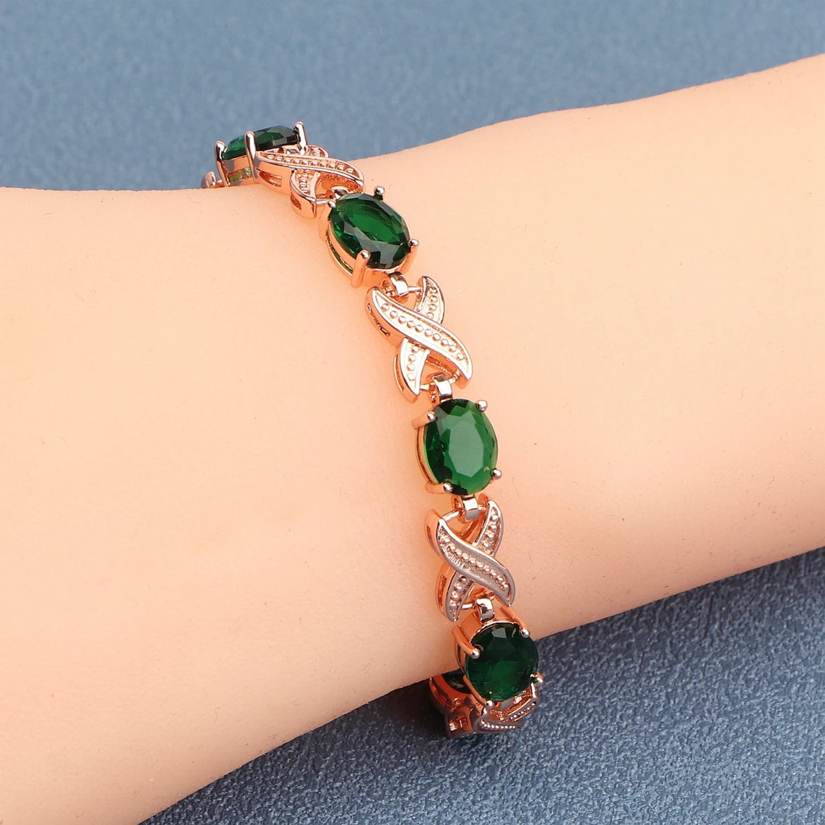 Silver Gold Plated Charm Black Cubic Zircon Bracelets  Jewelry 18+2CM Length