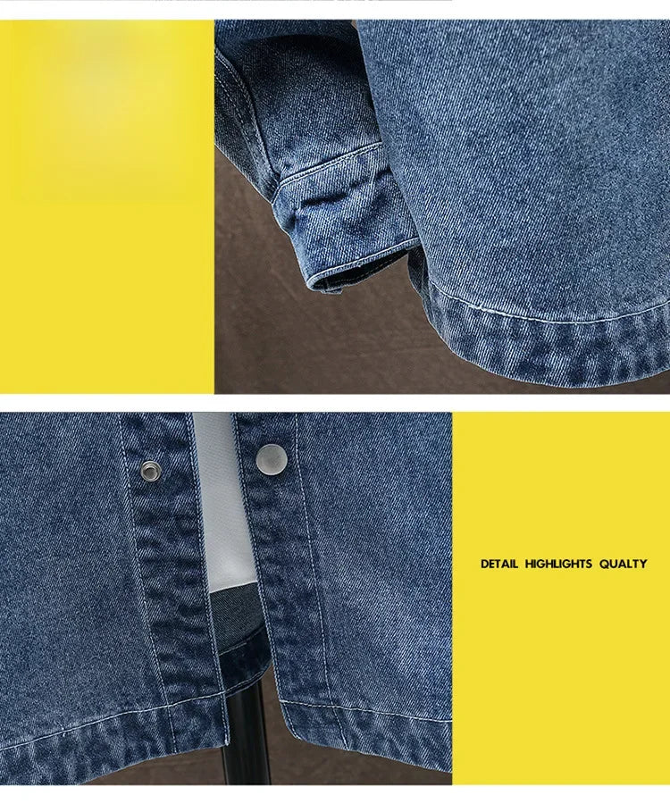 Men's Gradient Denim Jacket Youth Fashion Trend Print Casual Versatile Jacket Clothing